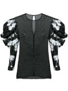 Rubin Singer Floral-print Sleeves Top - Black
