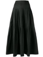 Red Valentino Pleat Details A-line Skirt, Women's, Size: 40, Black, Cotton/spandex/elastane