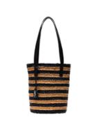 Saint Laurent Brown And Black Panier Small Stripe Tote Bag - Neutrals