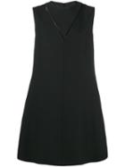 Valentino V-neck Panel Shift Dress, Women's, Size: 42, Black, Silk/polyester/acetate/virgin Wool