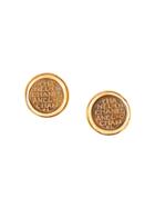 Chanel Vintage Round Logo Earrings - Gold