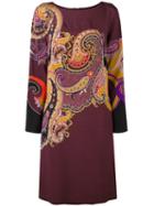 Etro Paisley Print Shift Dress, Women's, Size: 42, Pink/purple, Silk/spandex/elastane