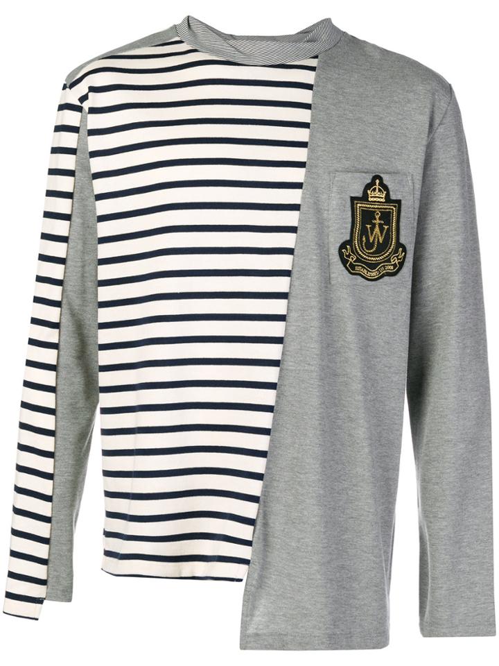 Jw Anderson Striped Color Blocked Long Sleeve Shirt - Grey