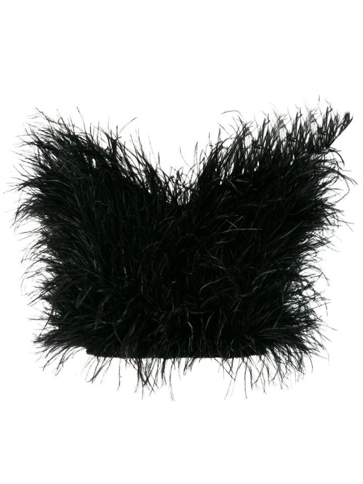 Attico Strapless Feather Top - Black