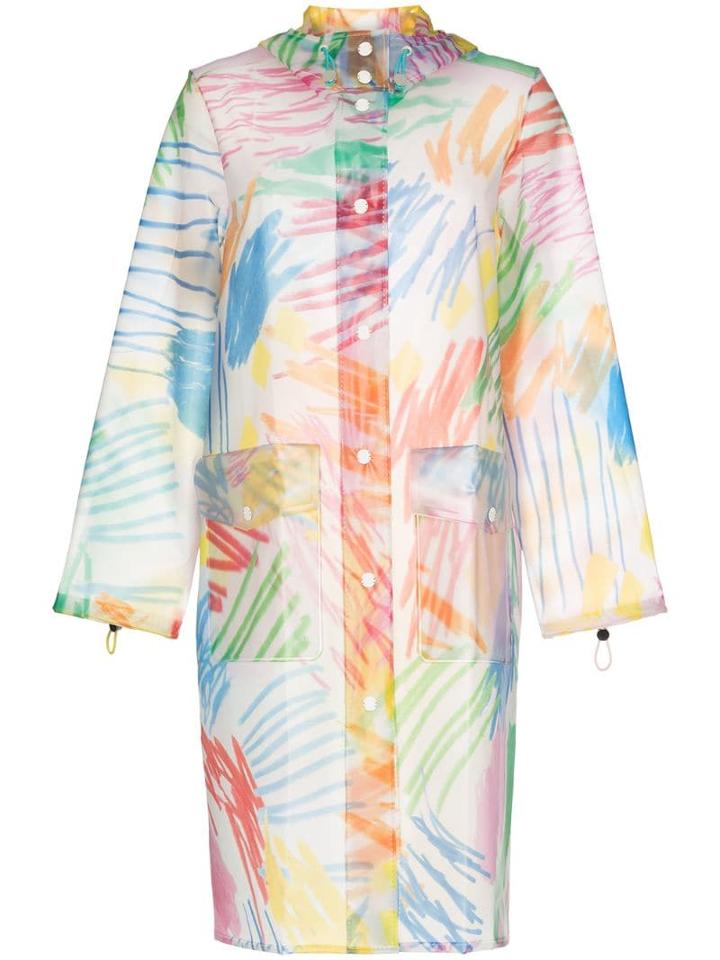 Mira Mikati Brush Stroke Hooded Rain Coat - Scrbble Multi