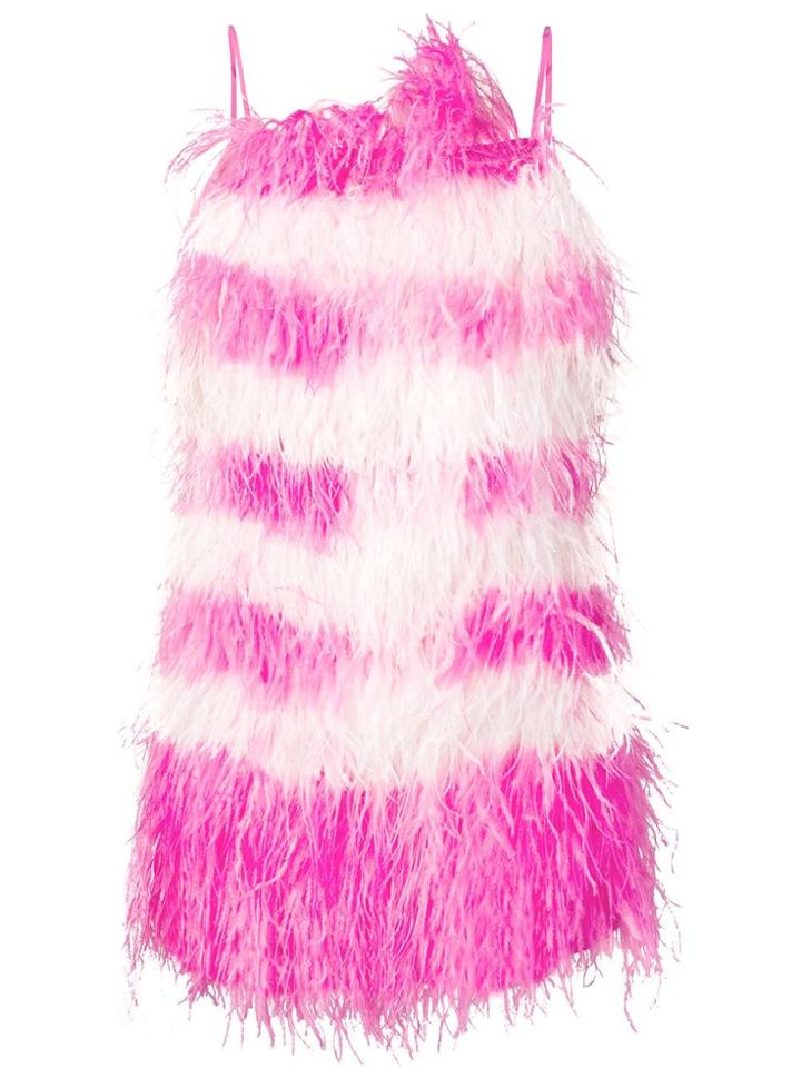 Msgm Feather Fringe Mini Dress - Pink