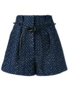 3.1 Phillip Lim Origami Pleat Cloqué Shorts, Women's, Size: 2, Blue, Cotton/polyester/polyurethane