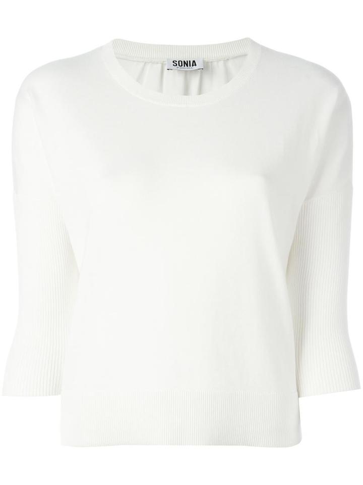 Sonia By Sonia Rykiel Three-quarters Sleeve Sweatshirt, Women's, Size: Medium, White, Cotton/polyester