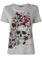 Alexander Mcqueen Floral Skull-print T-shirt - Grey
