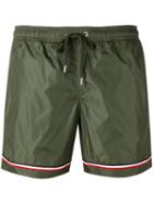 Moncler - Striped Hem Swim Shorts - Men - Polyamide/polyester - S, Green, Polyamide/polyester