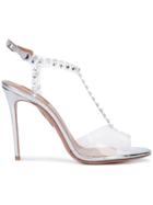 Aquazzura Studded Transparent Sandals - Silver