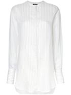 Bassike - Collarless Shirt - Women - Silk/acetate/viscose - 12, White, Silk/acetate/viscose