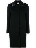 Fendi - Studded Single Breasted Coat - Women - Leather/plastic/wool - 40, Black, Leather/plastic/wool