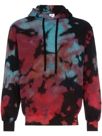 Stain Shade Tie Dye Cotton Hoodie - Black