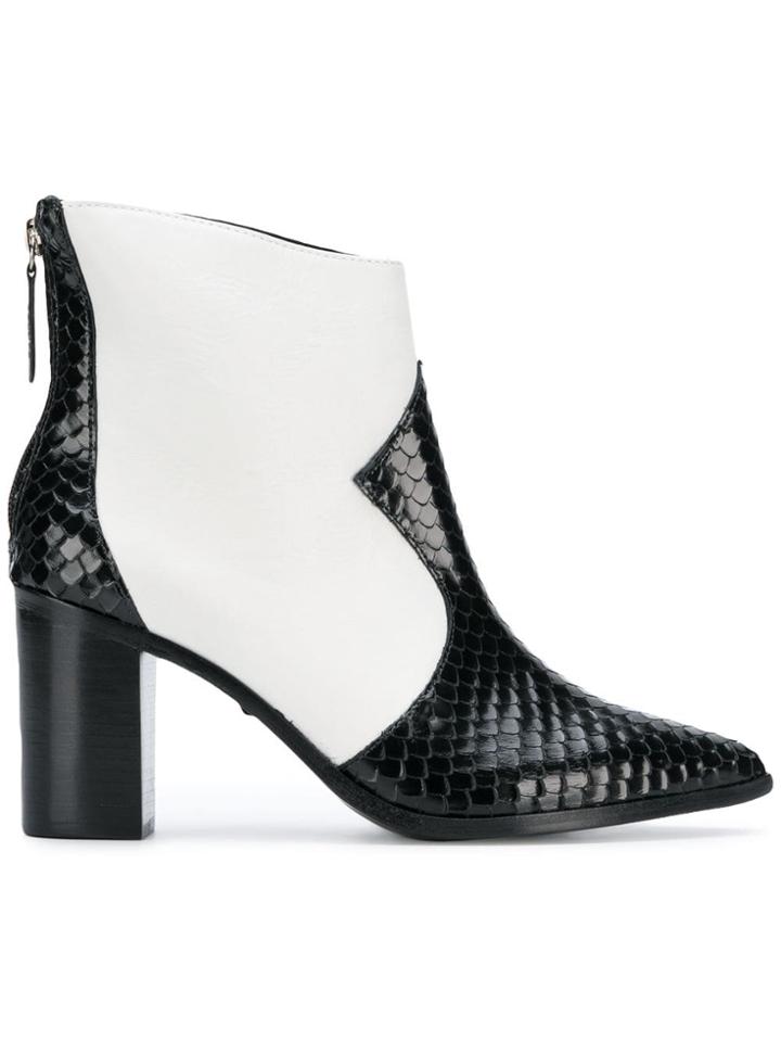 Schutz Two Tone Western Boots - Black