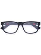 Gucci Eyewear - Web Trim Rectangle Glasses - Men - Acetate/rubber - 55, Black, Acetate/rubber