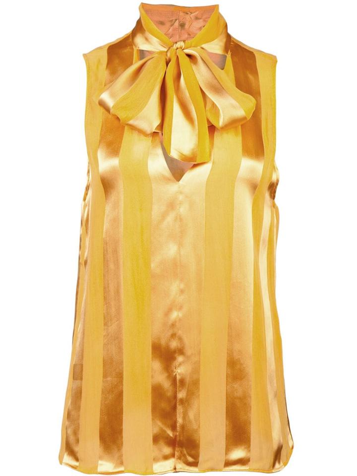 Alice+olivia Pussy Bow Striped Top - Yellow