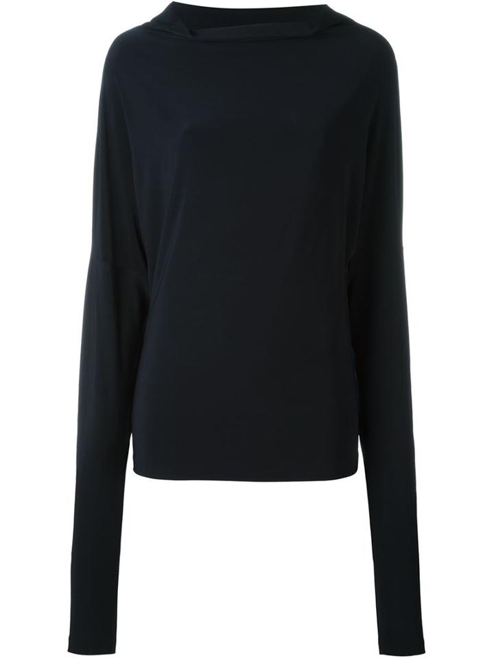 Norma Kamali Cowl Neck Top, Women's, Size: Xs, Blue, Polyester/spandex/elastane