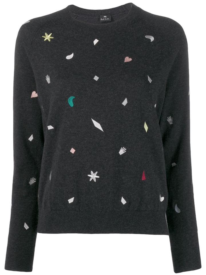 Ps Paul Smith Embroidered Fitted Sweater - Grey