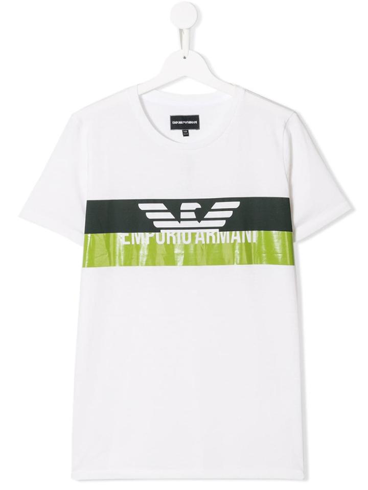Emporio Armani Kids Logo Colour-block T-shirt - White