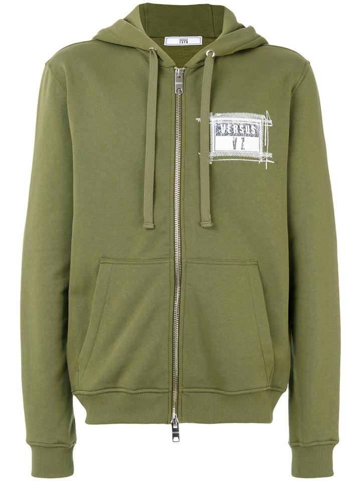 Versus - Logo Stamp Bomber Jacket - Men - Cotton - Xl, Green, Cotton