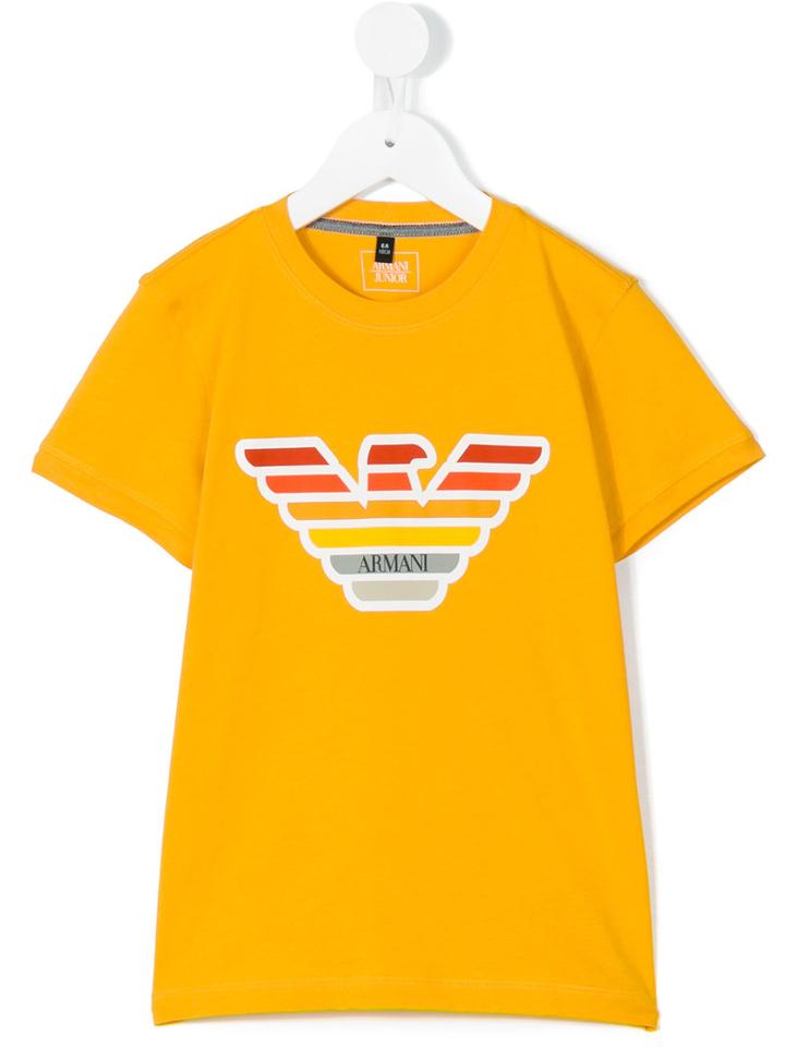 Armani Junior - Logo Print T-shirt - Kids - Cotton - 6 Yrs, Yellow/orange