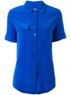 Equipment - Chest Pockets Shortsleeved Shirt - Women - Silk - L, Blue, Silk
