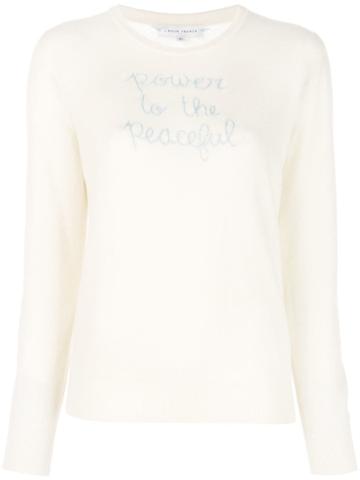 Lingua Franca Embroidered Cashmere Jumper - White