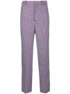 Erika Cavallini Houndstooth Print Trousers - Pink & Purple