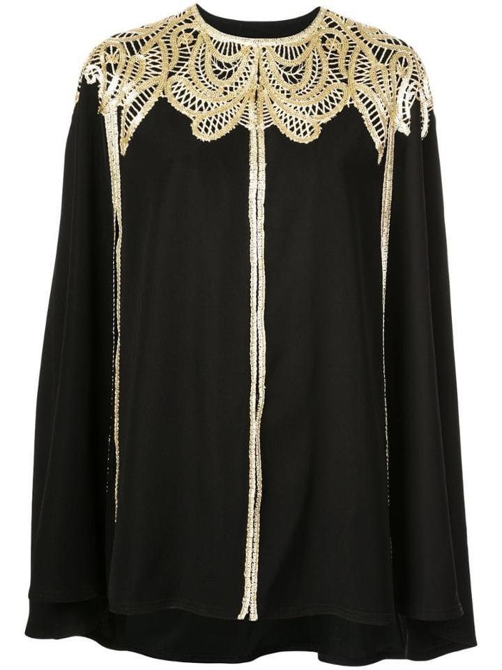 Tadashi Shoji Embellished Cape Jacket - Black