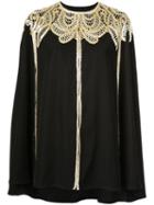 Tadashi Shoji Embellished Cape Jacket - Black