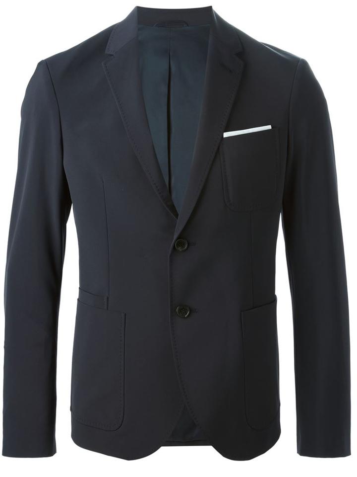 Neil Barrett Three Button Blazer, Men's, Size: 52, Blue, Polyamide/polyurethane/polyester/viscose