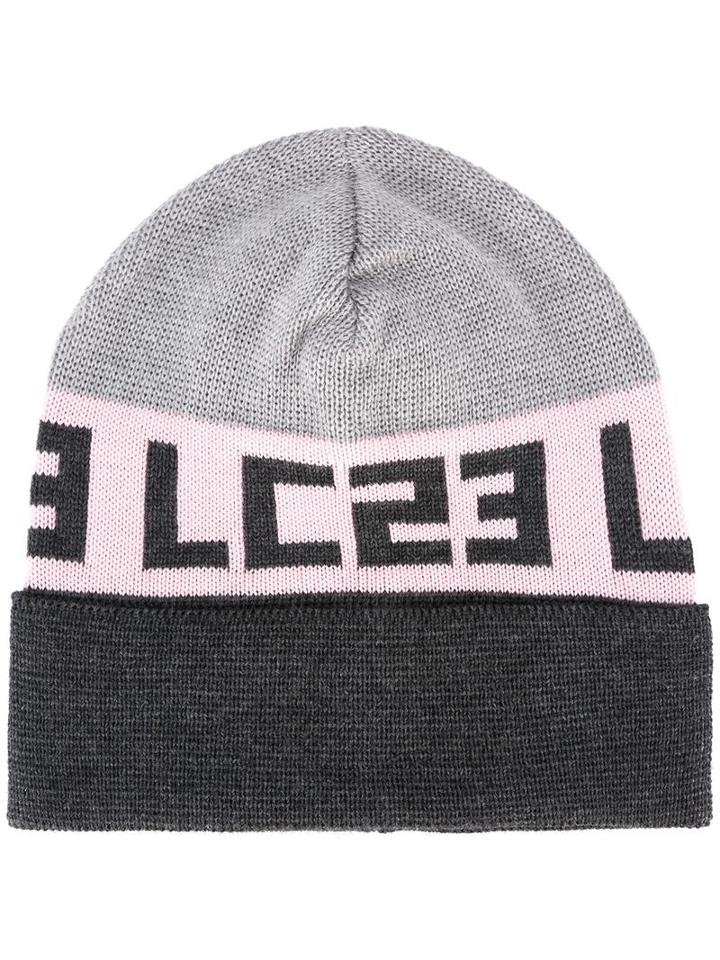 Lc23 Logo Intarsia Beanie Hat, Men's, Grey, Merino