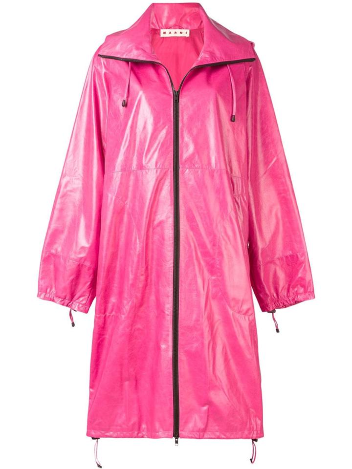 Marni Hood Zipped Raincoat - Pink