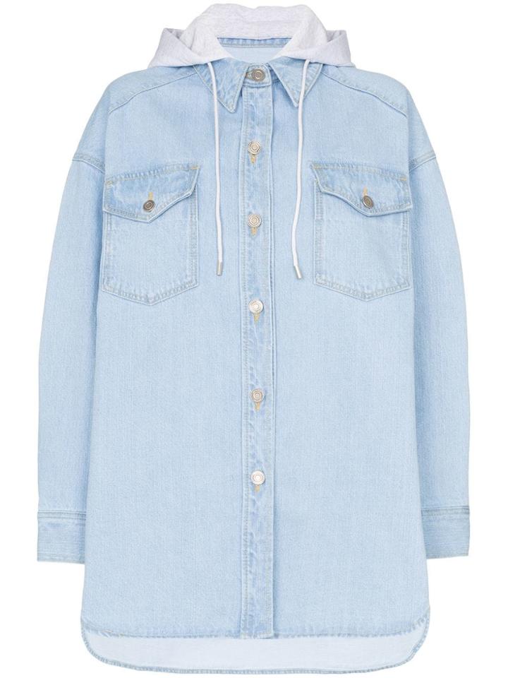Juun.j Oversized Denim Shirt Hoodie - Blue