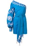 Yuliya Magdych - Single Sleeve Belted Playsuit - Women - Cotton - 1, Blue, Cotton
