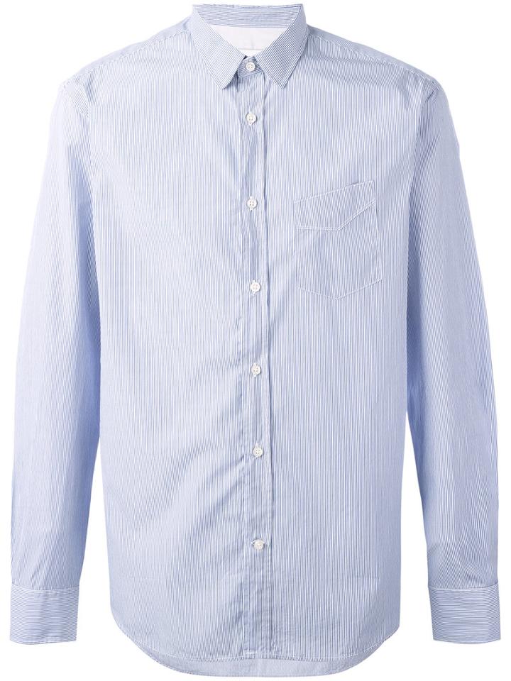 Officine Generale - Pop Stripe Shirt - Men - Cotton - L, Blue, Cotton