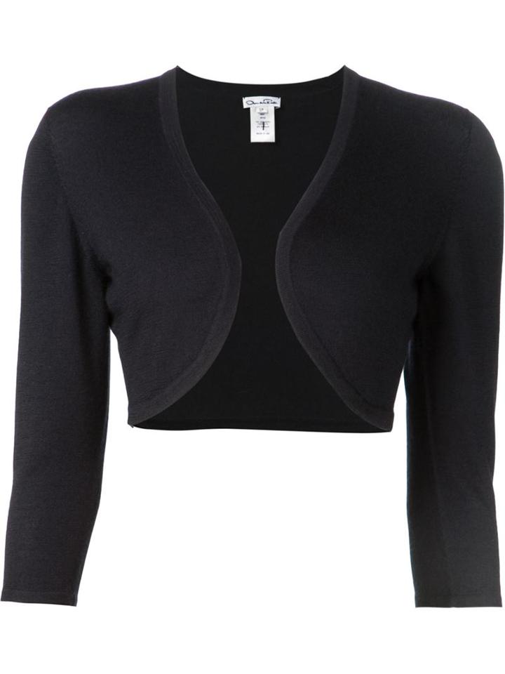 Oscar De La Renta Knitted Bolero, Women's, Size: Large, Blue, Silk/cashmere