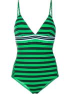 Stella Mccartney 'calypso' Striped Swimsuit, Women's, Size: Small, Green, Nylon/polyester/spandex/elastane