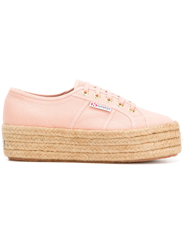 Superga Woven Platform Sneakers - Pink & Purple