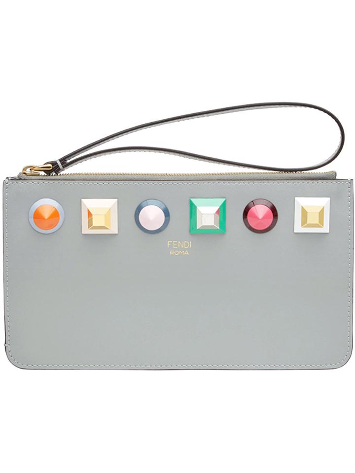 Fendi Studded Logo Purse - Grey