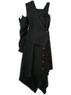Yohji Yamamoto Asymmetric Zig-zag Hem Dress - Black