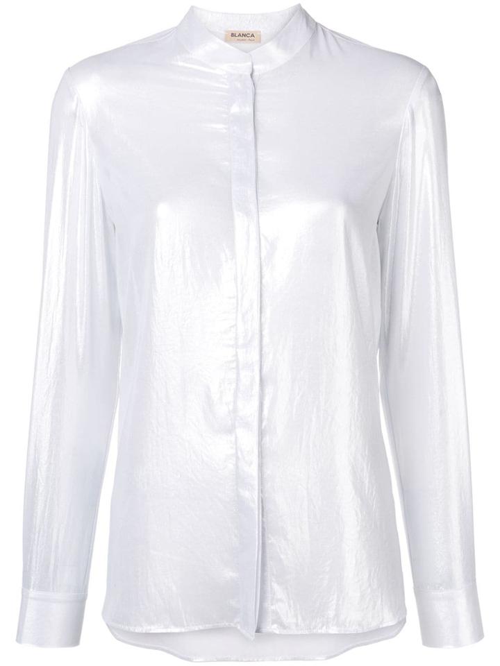 Blanca Band Collar Shirt - Silver
