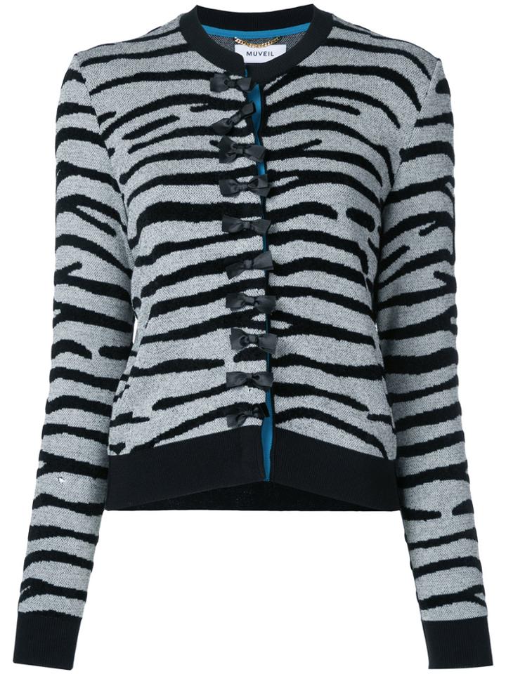 Muveil Bow Button Cardigan - Black