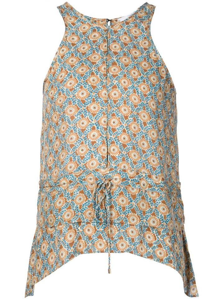 Derek Lam 10 Crosby Printed Sleeveless Top, Women's, Size: 2, Blue, Silk