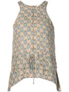 Derek Lam 10 Crosby Printed Sleeveless Top, Women's, Size: 2, Blue, Silk