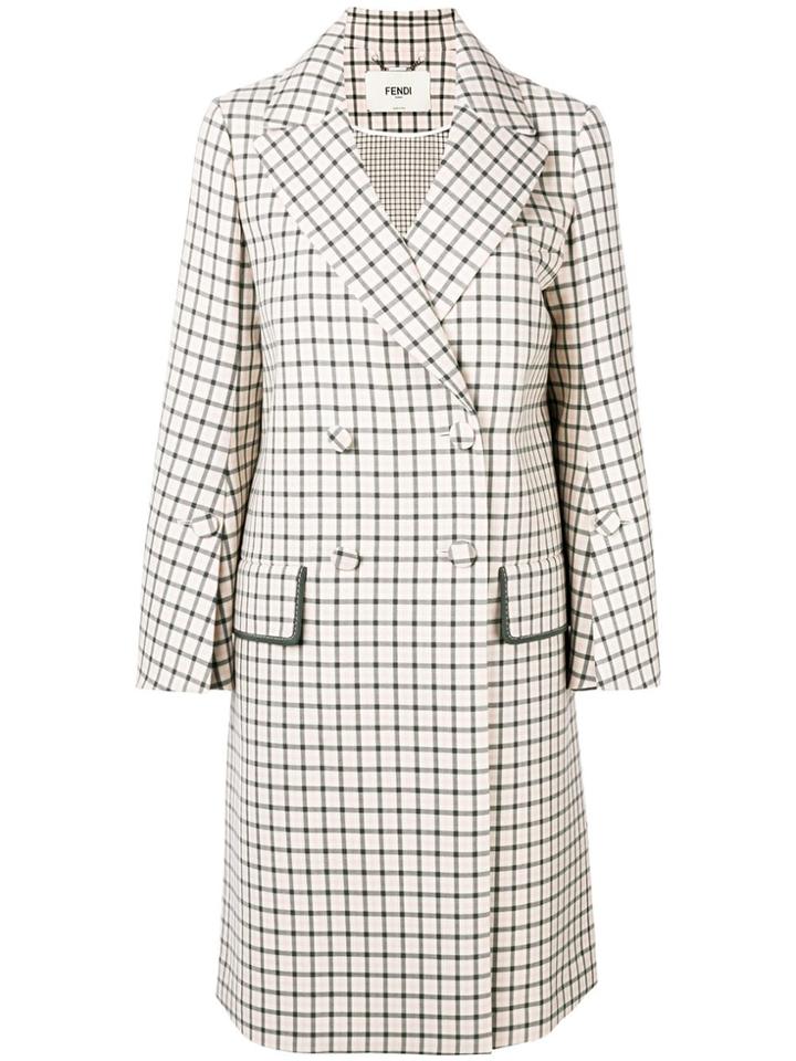 Fendi Double Breasted Check Coat - Pink