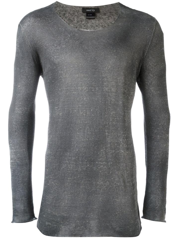 Avant Toi - Round Neck Longsleeved T-shirt - Men - Linen/flax/polyamide - Xl, Grey, Linen/flax/polyamide