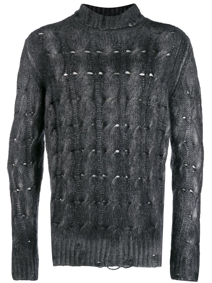 Avant Toi Holey Knit Roll Neck Jumper - Black