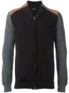 Roberto Collina Cable Knit Zipped Up Cardigan, Men's, Size: 54, Black, Virgin Wool